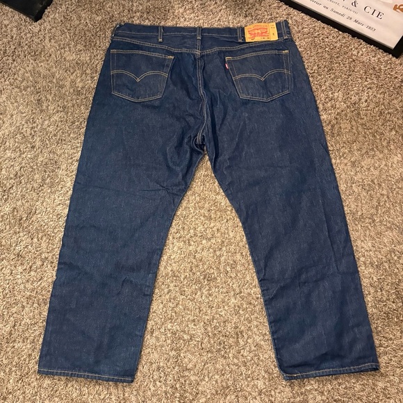 Levi’s 501 Dark Wash Jeans Men’s 46x30 Straight Leg Button Fly - Picture 5 of 5